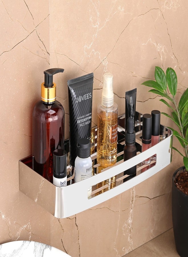 فورتون رف حائط من الفولاذ المقاوم للصدأ عالي الجودة من FORTUNE، رف تخزين متعدد الوظائف / رف مطبخ / سلة تخزين وحامل أدوات الحمام - (12 × 5 بوصة) (طلاء كروم، عبوة من قطعة واحدة) - Image 3